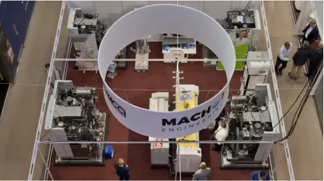 Overhead view of a laundry trade show booth